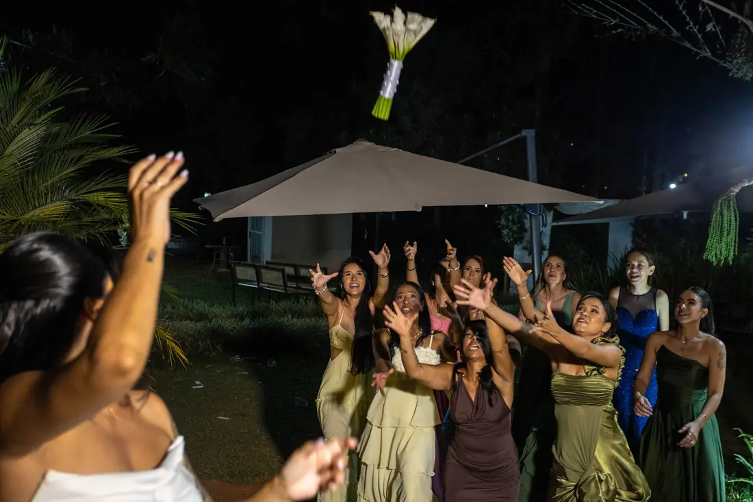 O buquê no ar